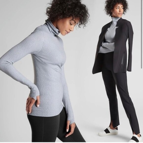 Athleta Flurry Peak Turtleneck Top (Gray) L - Picture 1 of 10